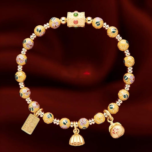 Handcrafted Chinese Cloisonné Lucky Charm Bracelet