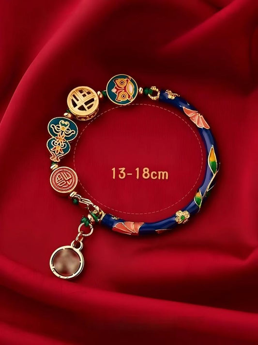 Handmade Imperial Cloisonné Half-Round Bracelet Set