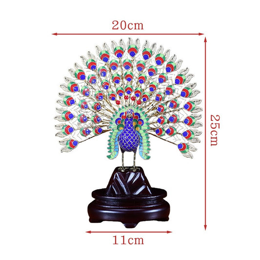 Handmade Imperial Cloisonné Peacock Opening Tail Sculpture