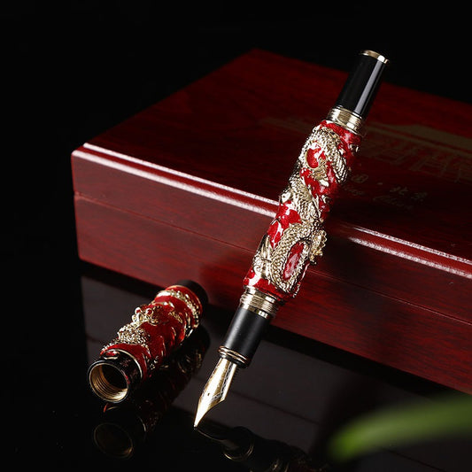 Imperial Cloisonné Gold Dragon Fountain Pen