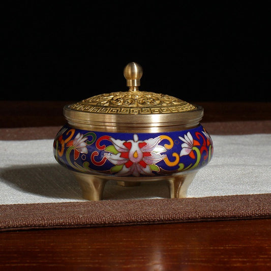 Handcrafted Chinese Cloisonné Buddhist Incense Burner