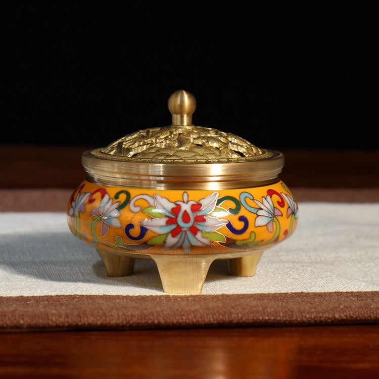 Handcrafted Chinese Cloisonné Buddhist Incense Burner