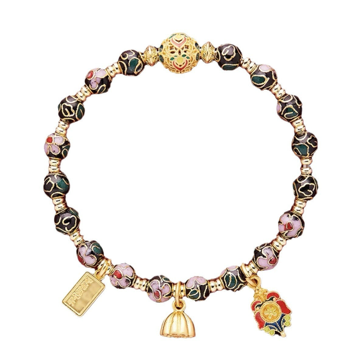 Handcrafted Chinese Cloisonné Lucky Charm Bracelet