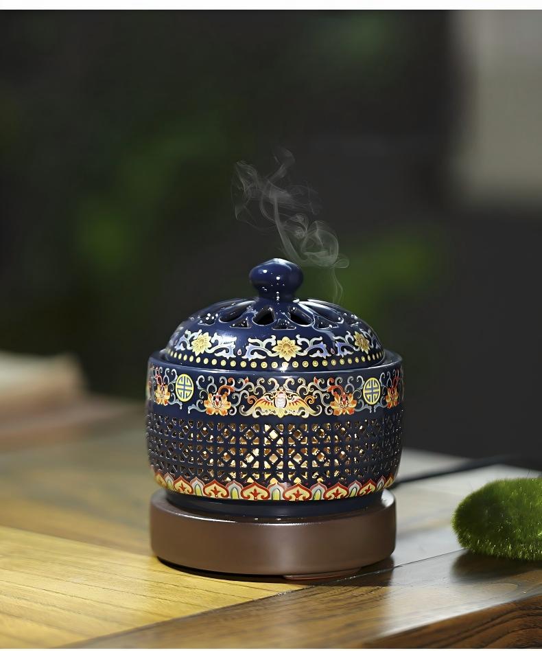 Cloisonné Electric Incense Burner with Temperature Control