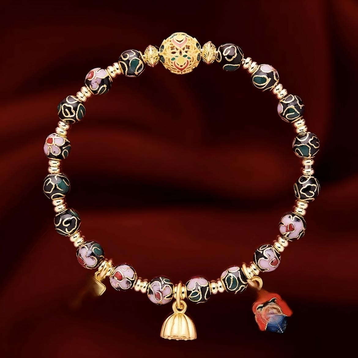 Handcrafted Chinese Cloisonné Lucky Charm Bracelet
