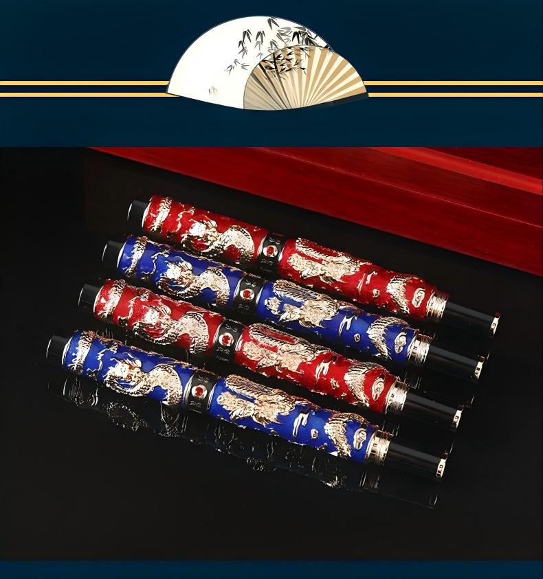 Imperial Cloisonné Gold Dragon Fountain Pen