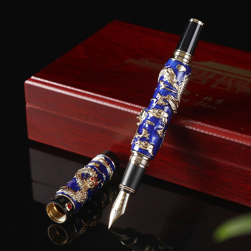 Imperial Cloisonné Gold Dragon Fountain Pen