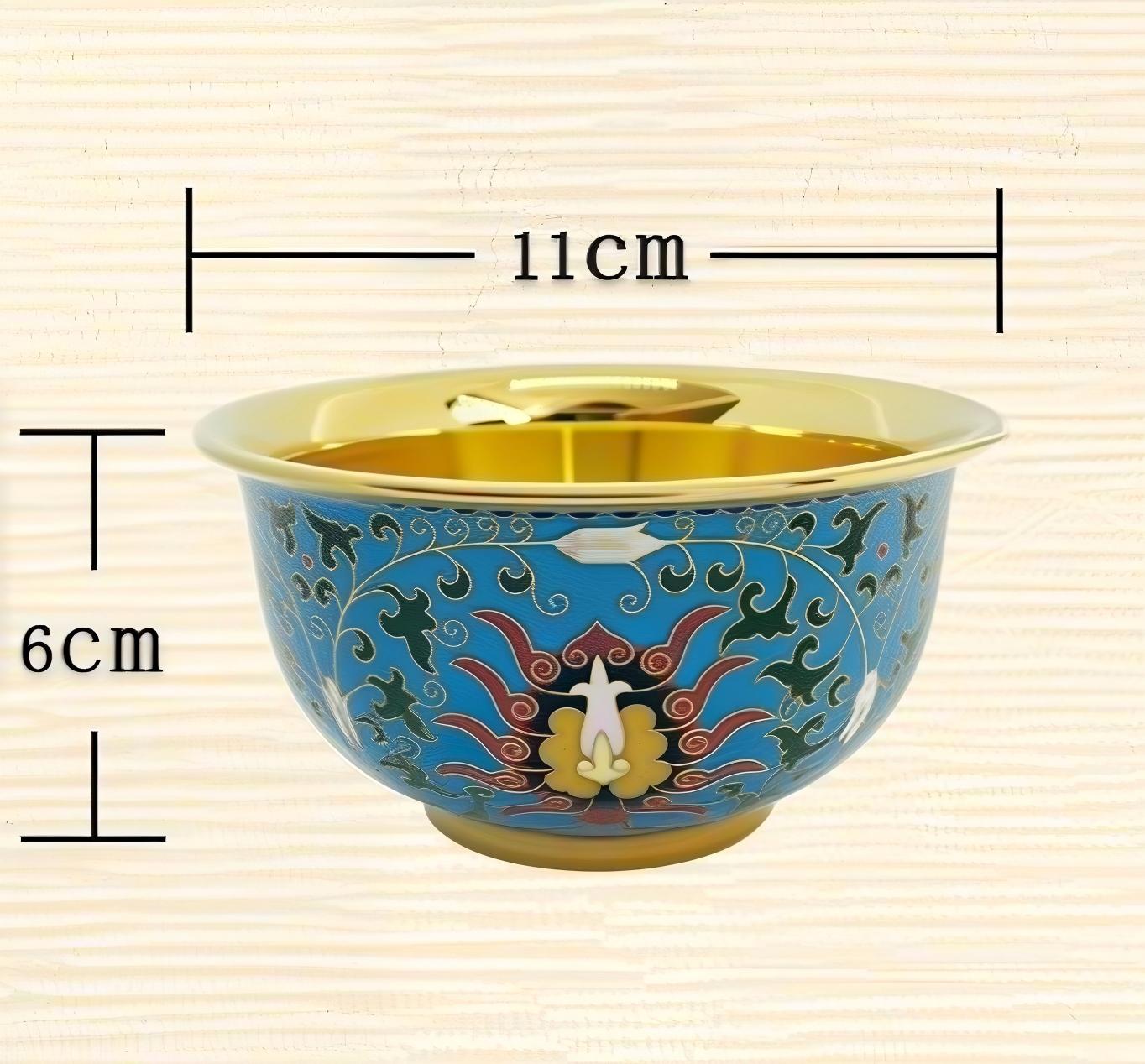 Authentic Cloisonné Enamel Bowl with Gold Interior & Floral Pattern