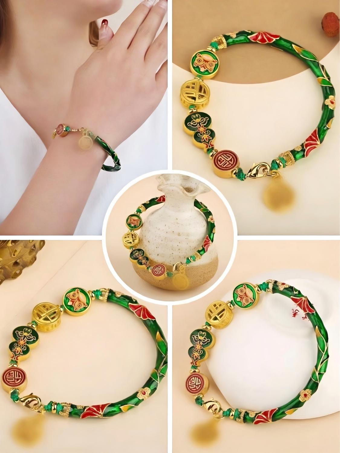 Handmade Imperial Cloisonné Half-Round Bracelet Set