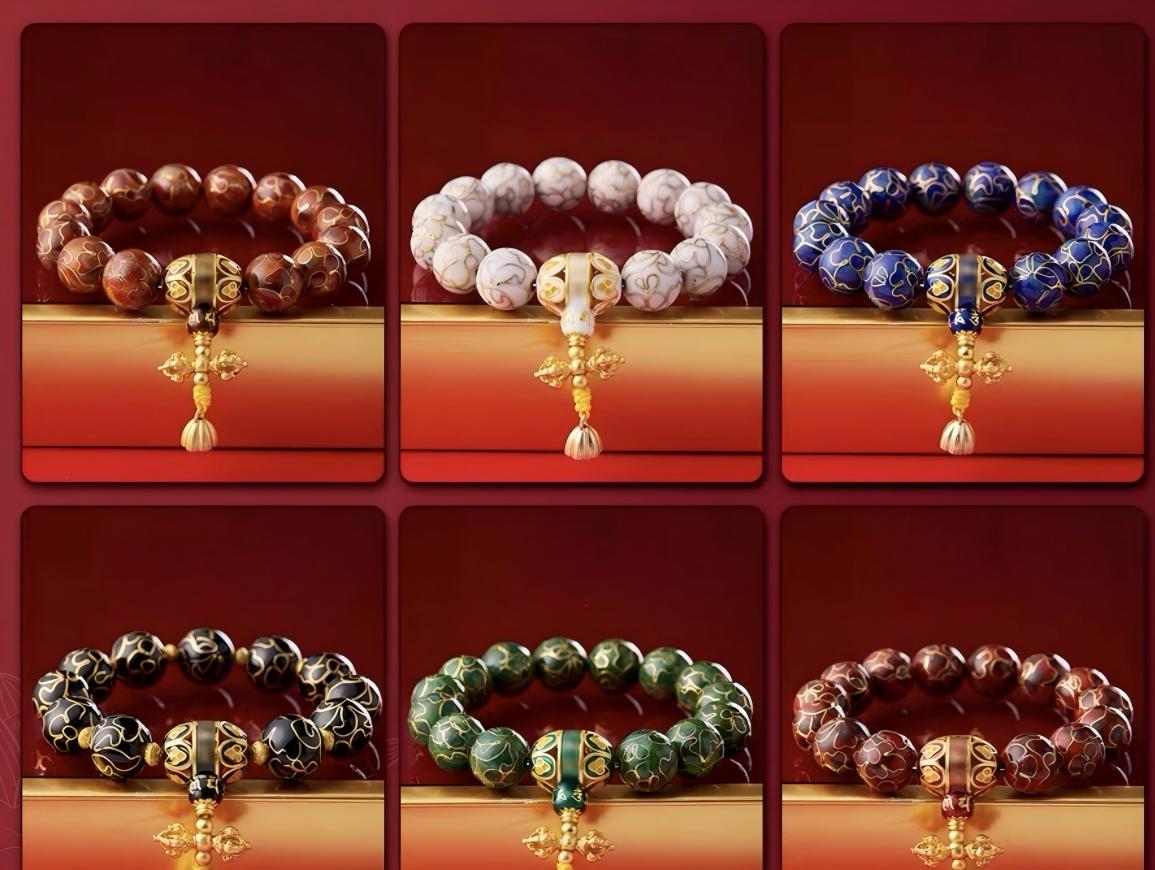 Traditional Handcrafted Cloisonné Collectible Bracelet for Spiritual & Gifting