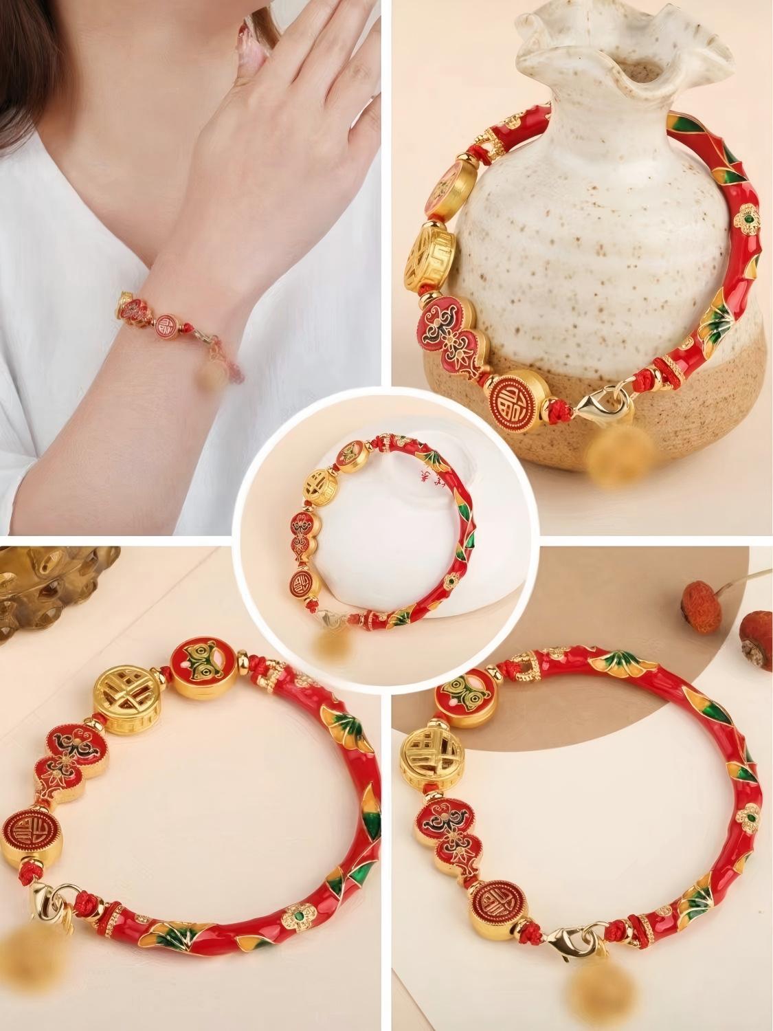 Handmade Imperial Cloisonné Half-Round Bracelet Set