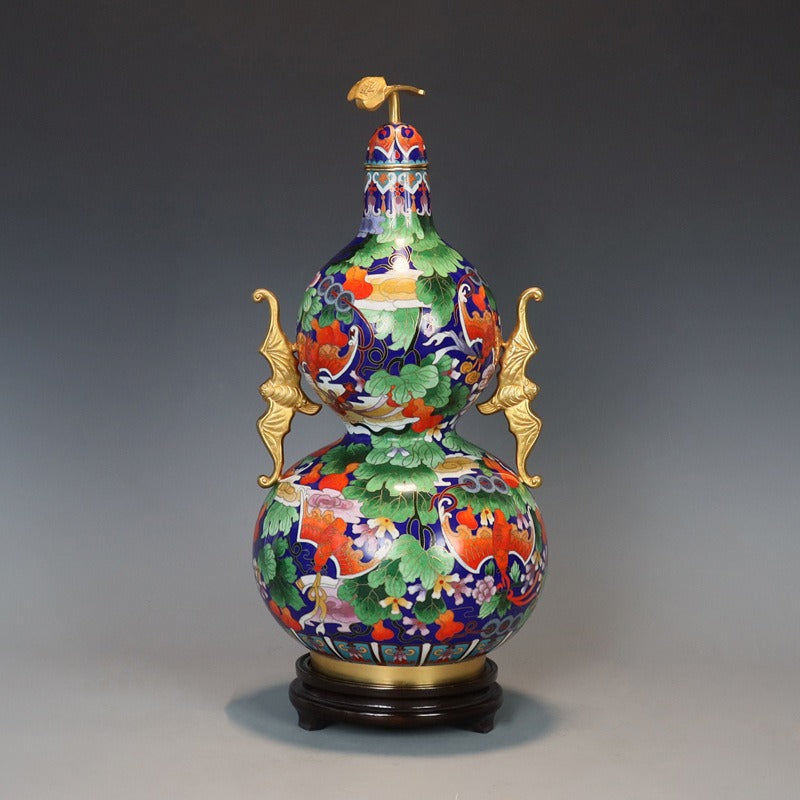 Handmade Imperial Cloisonné Double Gourd Vase – Traditional Chinese Enamel Art