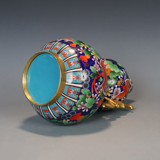 Handmade Imperial Cloisonné Double Gourd Vase – Traditional Chinese Enamel Art