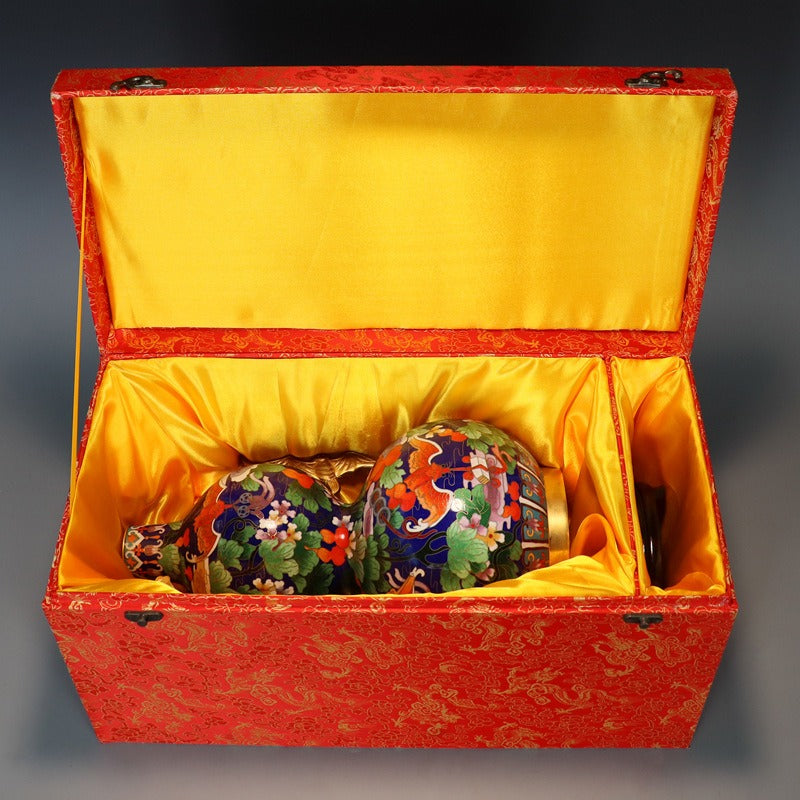 Handmade Imperial Cloisonné Double Gourd Vase – Traditional Chinese Enamel Art