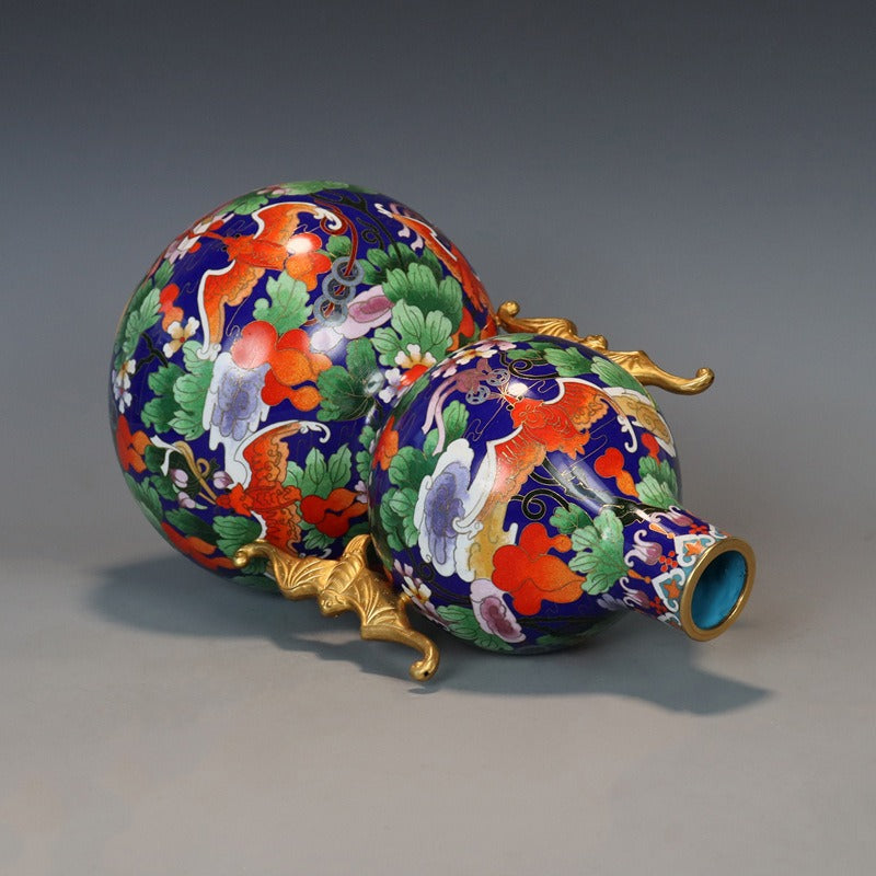 Handmade Imperial Cloisonné Double Gourd Vase – Traditional Chinese Enamel Art