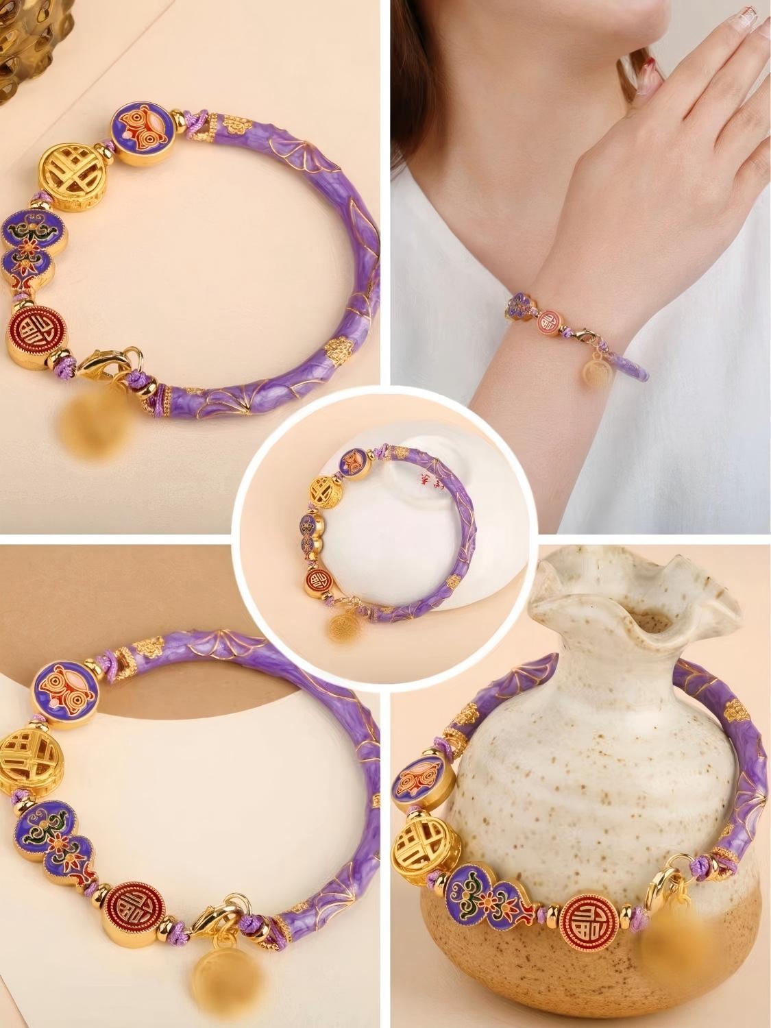 Handmade Imperial Cloisonné Half-Round Bracelet Set