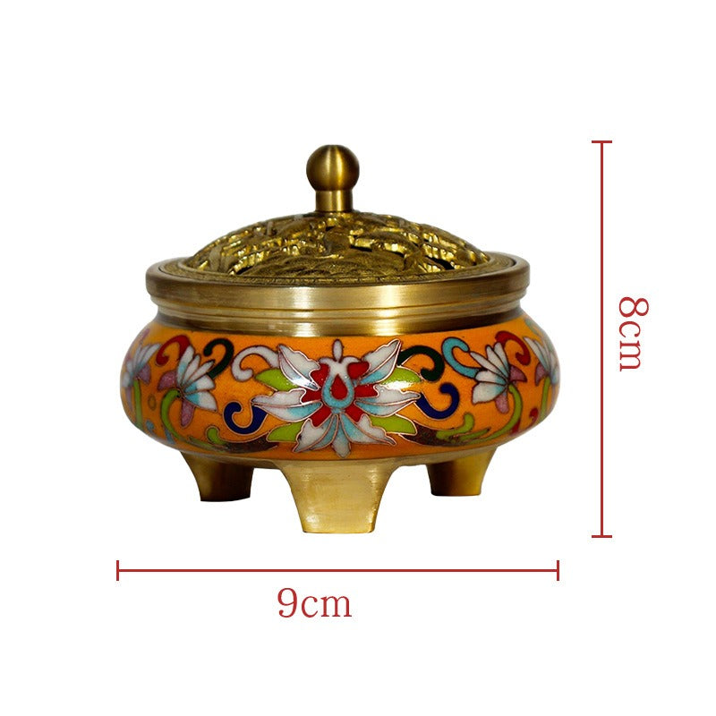 Handcrafted Chinese Cloisonné Buddhist Incense Burner