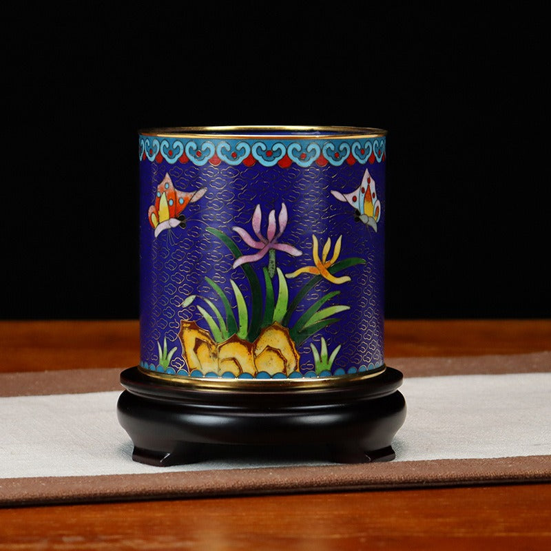 Handmade Imperial Cloisonné Gentlemen Pen Holder