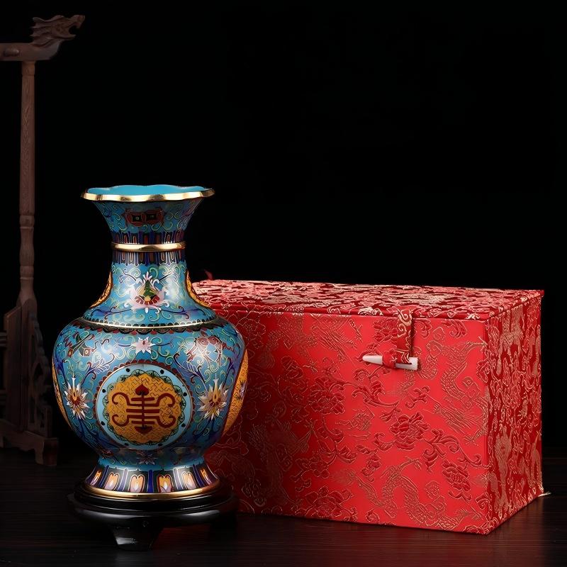 Exquisite Cloisonné Palace Flower-Mouth Vase with Auspicious Motifs