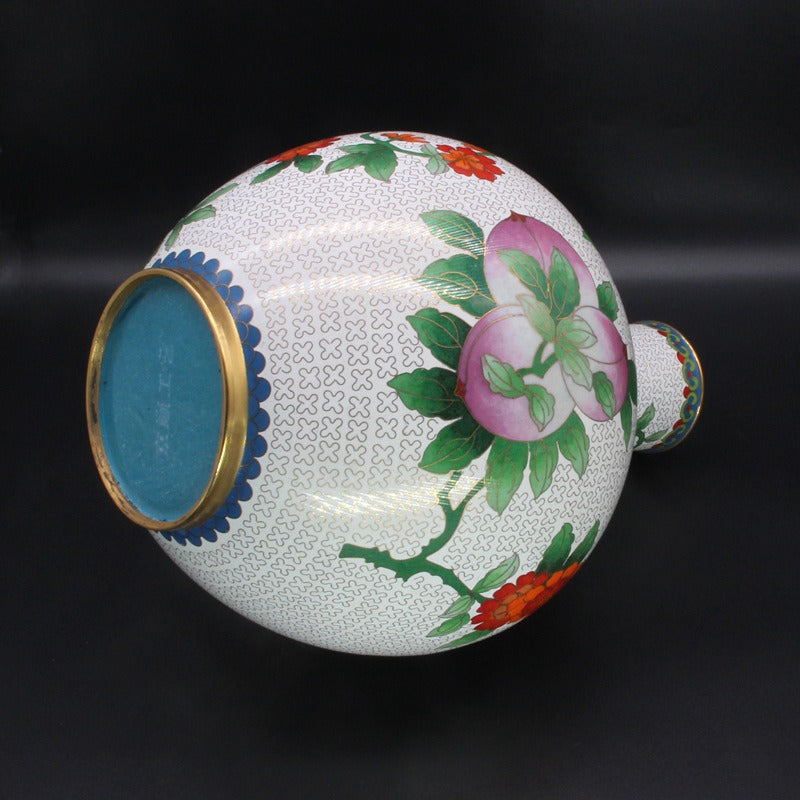 Handcrafted Chinese Cloisonné Peach Vase Ornament