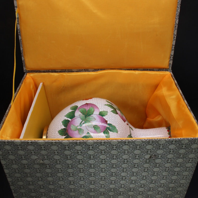 Handcrafted Chinese Cloisonné Peach Vase Ornament