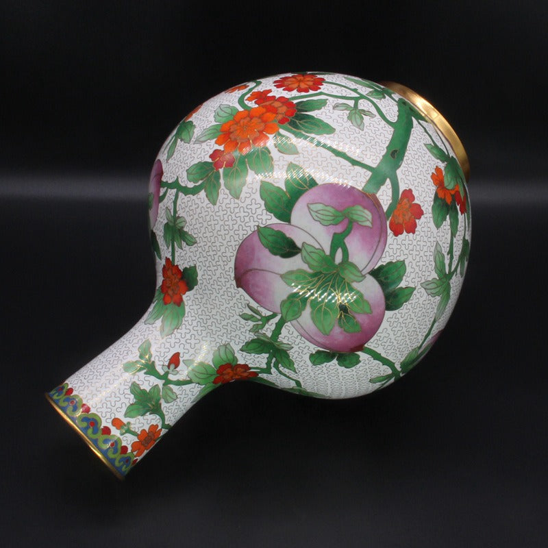 Handcrafted Chinese Cloisonné Peach Vase Ornament