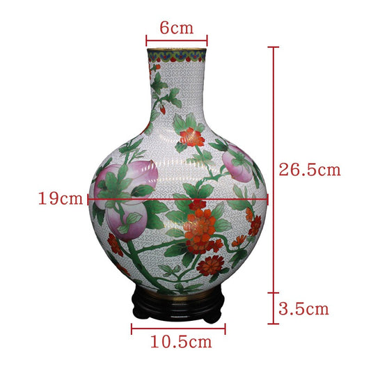 Handcrafted Chinese Cloisonné Peach Vase Ornament