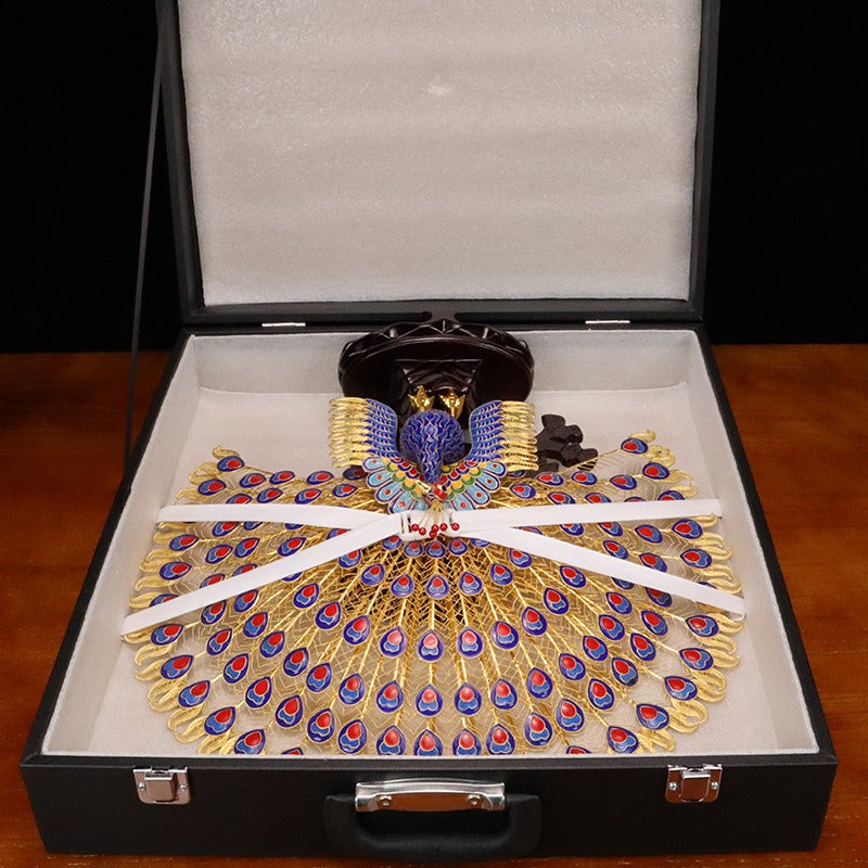 Handmade Imperial Cloisonné Peacock Opening Tail Sculpture