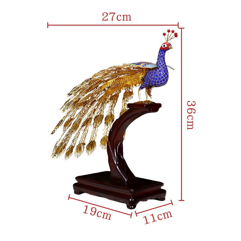 raditional Chinese Cloisonné Peacock Collectible for Home & Gifting