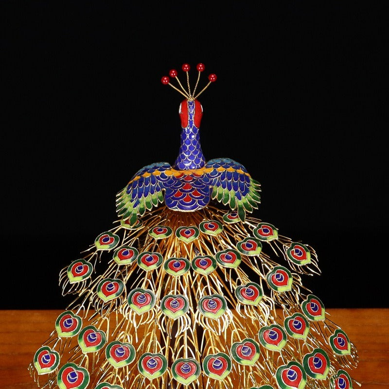 raditional Chinese Cloisonné Peacock Collectible for Home & Gifting