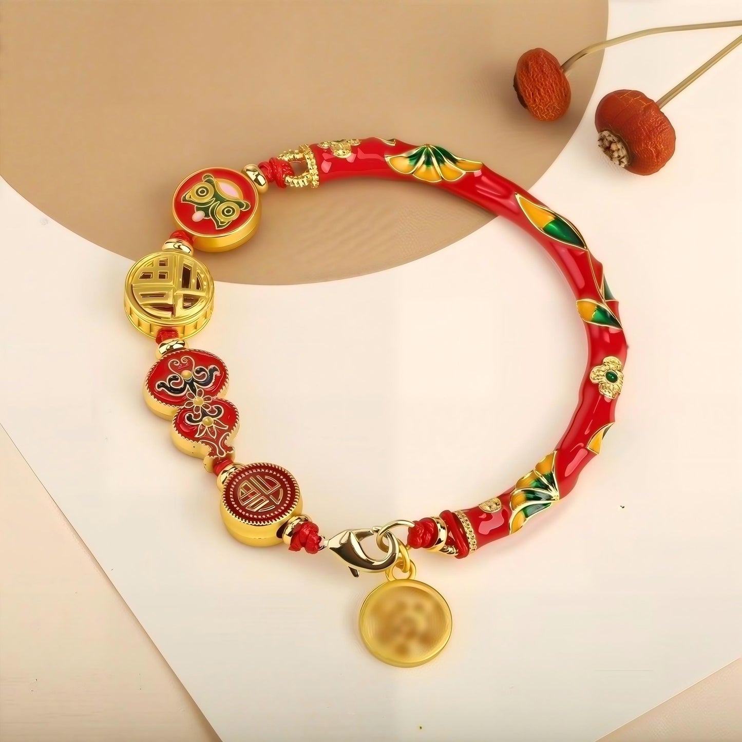 Handmade Imperial Cloisonné Half-Round Bracelet Set