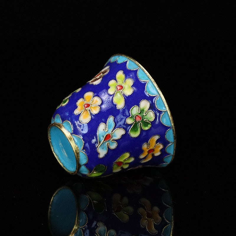 Handmade Imperial Cloisonné Floral Tea Set (1 Teapot + 4 Cups) – Traditional Chinese Enamel Art