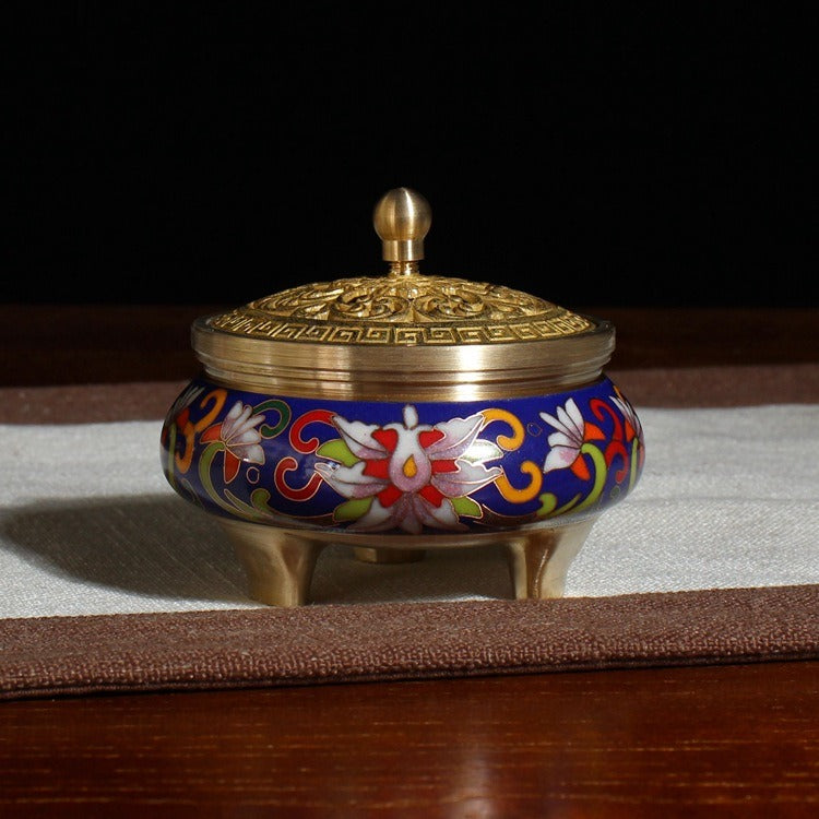 Handcrafted Chinese Cloisonné Buddhist Incense Burner