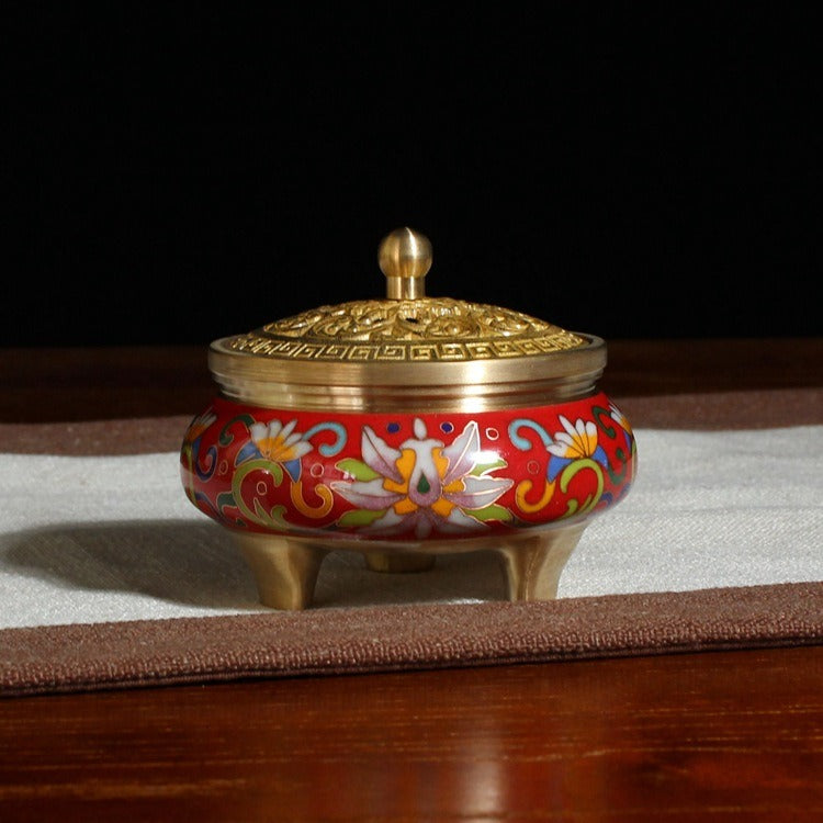 Handcrafted Chinese Cloisonné Buddhist Incense Burner