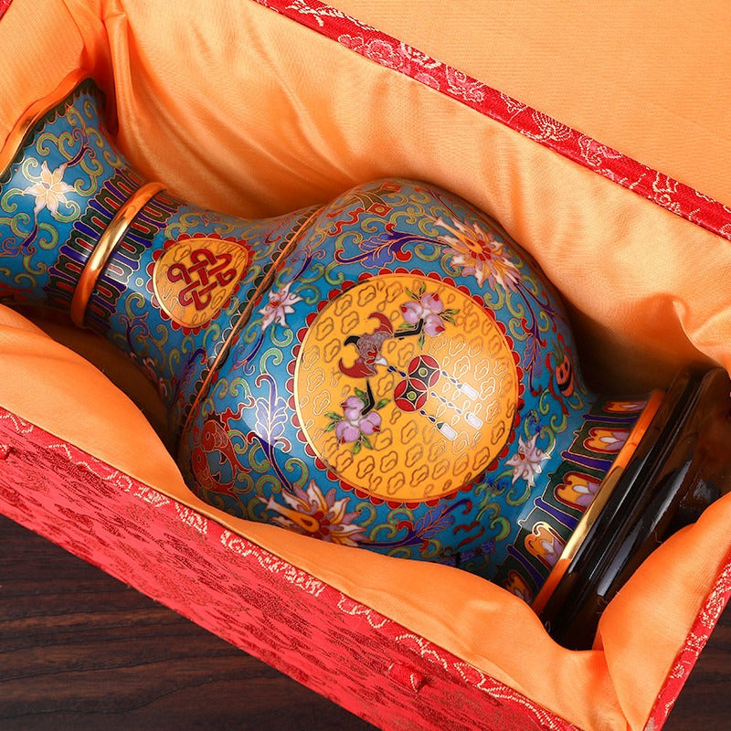 Exquisite Cloisonné Palace Flower-Mouth Vase with Auspicious Motifs